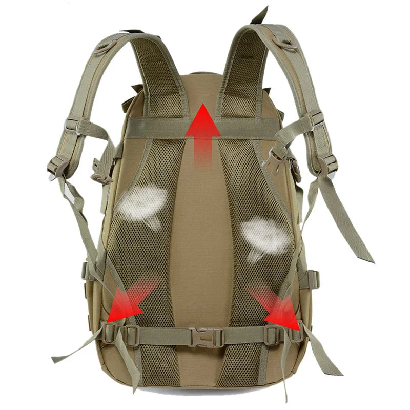 40L Camping Backpack, Tactical Molle Rucksack, Reflective Hiking & Fishing Bag