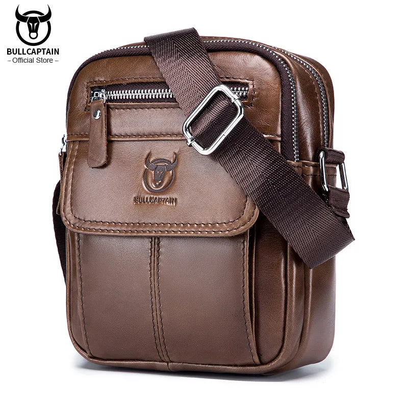 Bullcaptain Lederschultertasche - Schlanker Business-Messenger