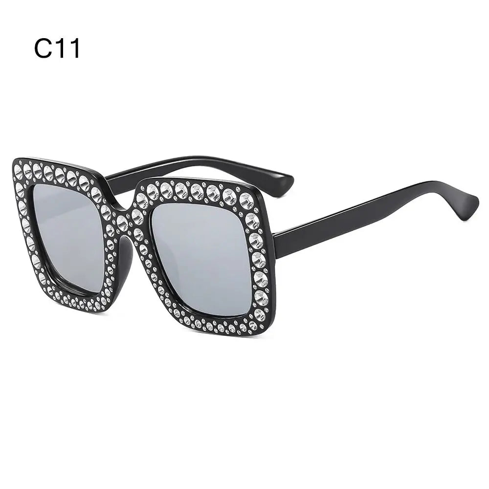 Luxus Kinder-Sonnenbrille für Jungen & Mädchen, glänzende Strasssteine, quadratische UV400 Brille