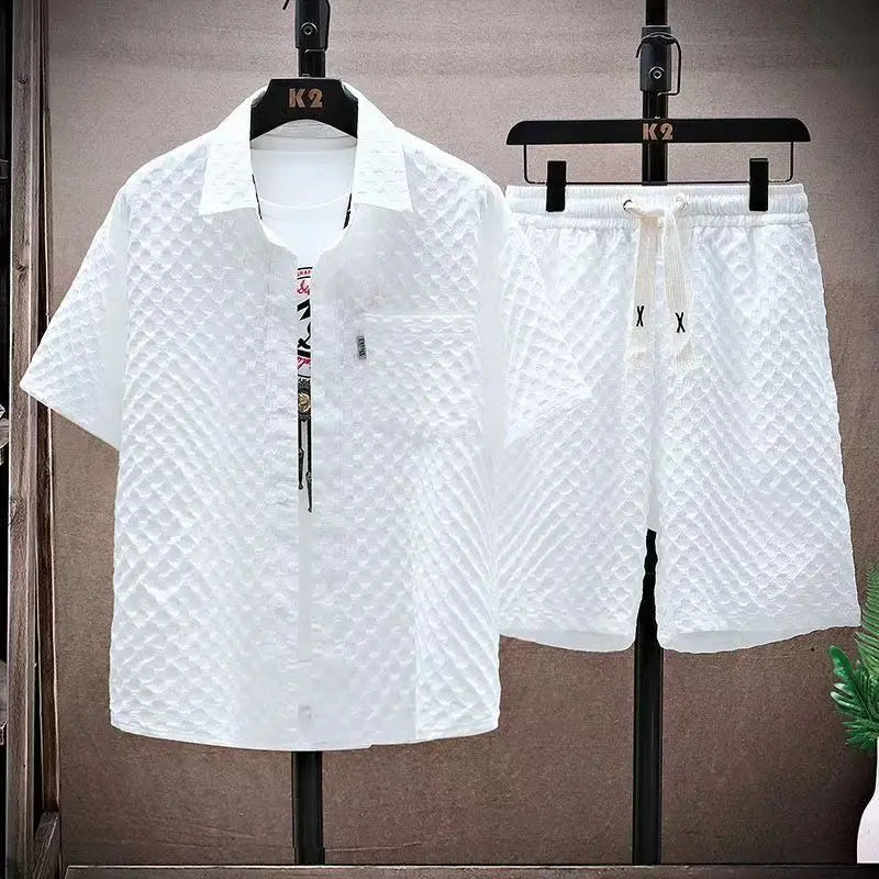 Sommer Herren Set – Oversize Karo Hemd & Shorts