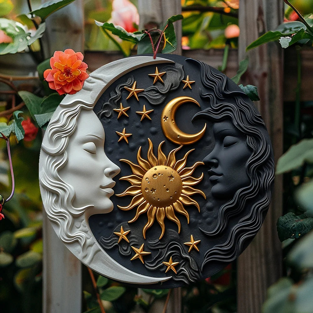 Sonnen- und Mond-Aluminiumschild 8x8" – Einzigartige Küchen- & Sommerdeko