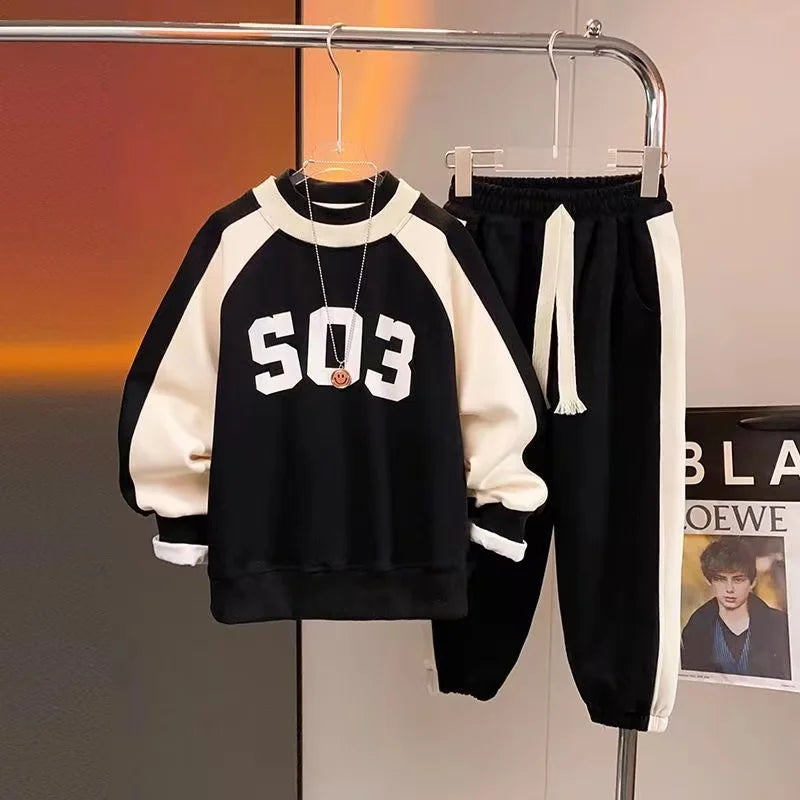 Baby-Kleidungsset – Pullover-Sweatshirt & Baumwoll-Sporthose, 2-teiliges Outfit für Jungen und Mädchen
