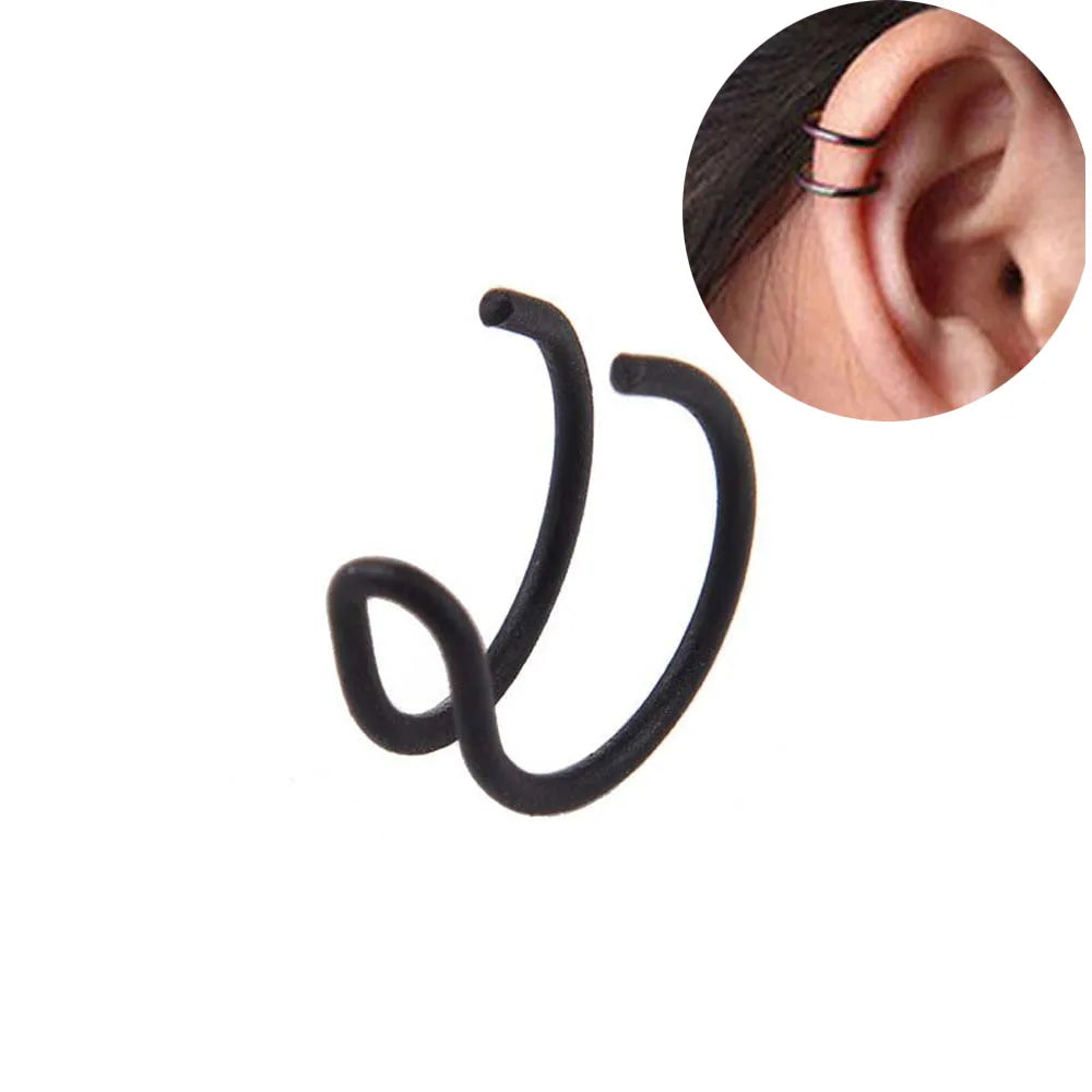 1Stk Punk Rock Edelstahl Hoop Cuff Ohrring – Unisex Runde Clip für Herren & Damen