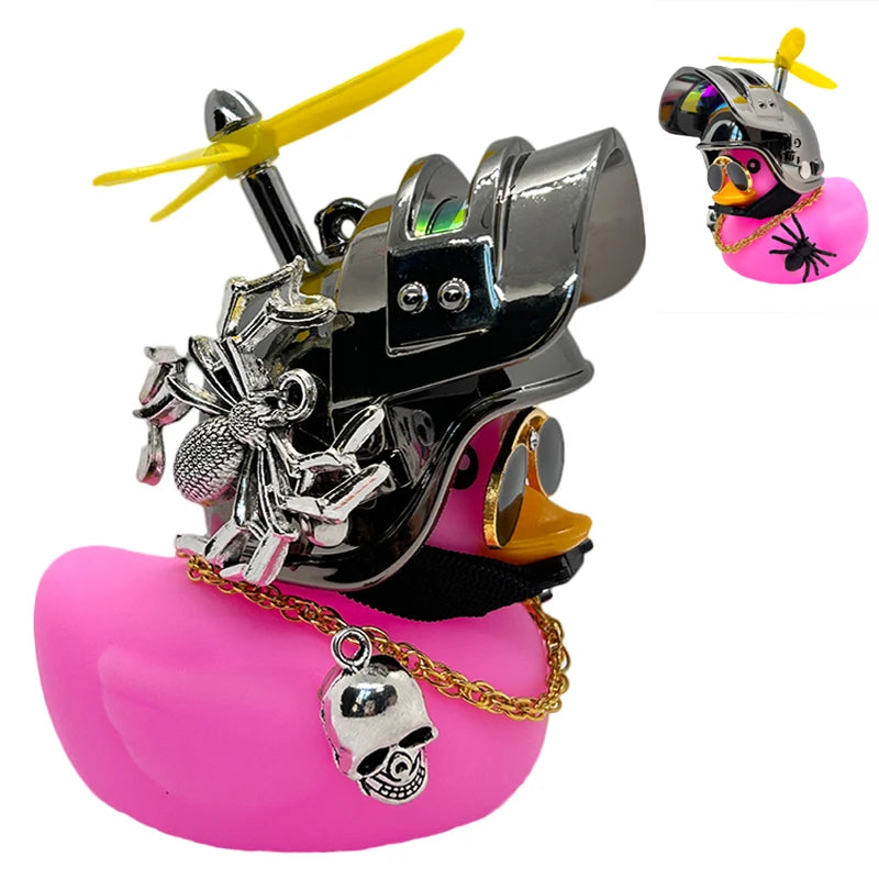 Halloween Duck Car Pendant – Yellow Duck with Helmet, Broken Wind, Bike Accessory.