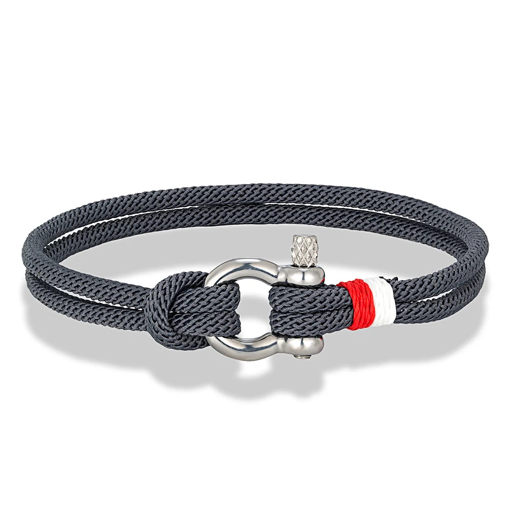 MKENDN Navy Blau Geflochtenes Armband – Edelstahl Hufeisenverschluss