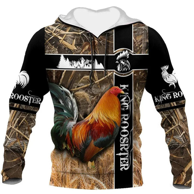 Mexikanische Flagge Huhn 3D Hoodie Unisex Streetwear