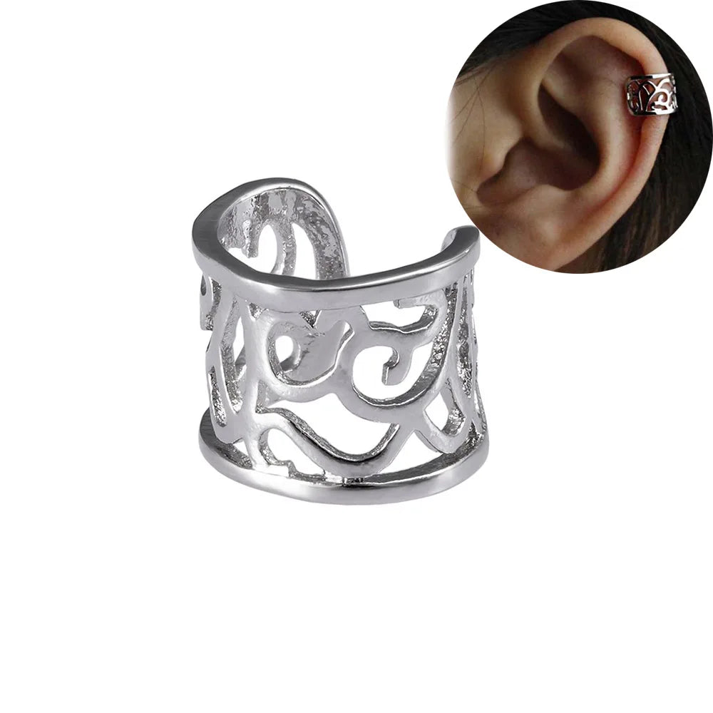 1Stk Punk Rock Edelstahl Hoop Cuff Ohrring – Unisex Runde Clip für Herren & Damen