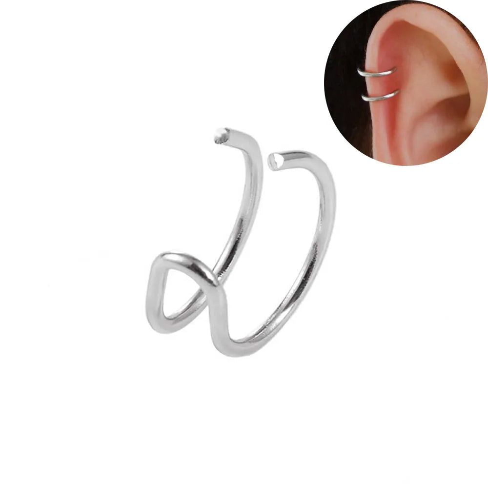 1Stk Punk Rock Edelstahl Hoop Cuff Ohrring – Unisex Runde Clip für Herren & Damen