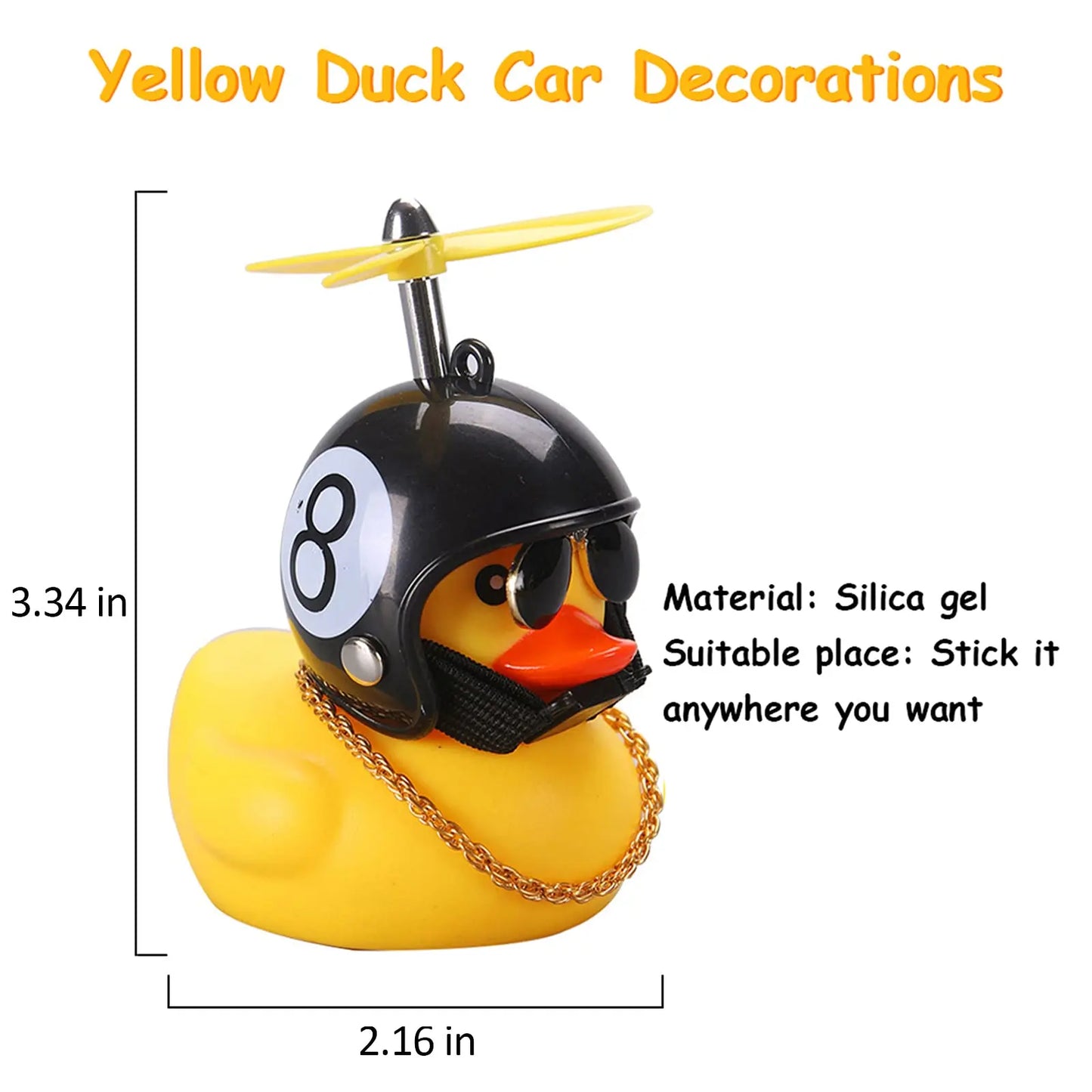 Halloween Duck Car Pendant – Yellow Duck with Helmet, Broken Wind, Bike Accessory.