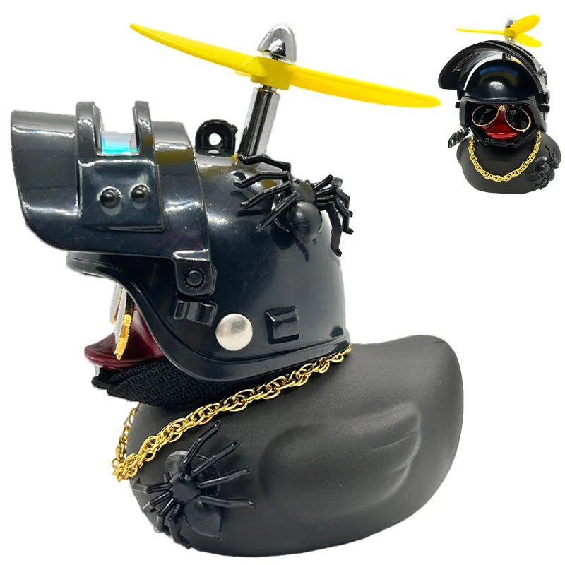 Halloween Duck Car Pendant – Yellow Duck with Helmet, Broken Wind, Bike Accessory.