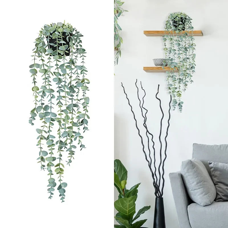 Künstlicher Monstera-Baum mit hängenden Bohnenkapseln – Topfgrün für Innen- und Außendekoration
