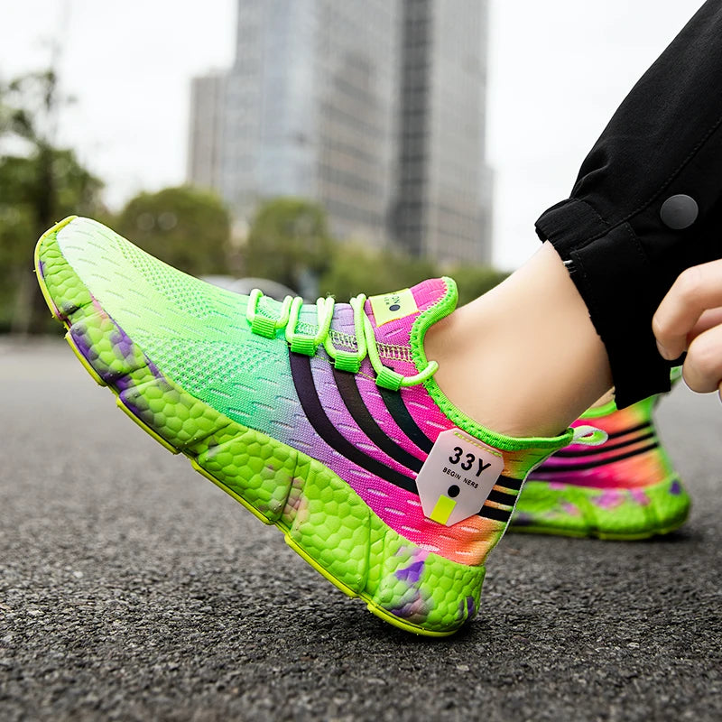 Neue Herrenmode Laufsneaker – Atmungsaktive, Leichte, Rutschfeste Tennisschuhe in Leuchtend Grün
