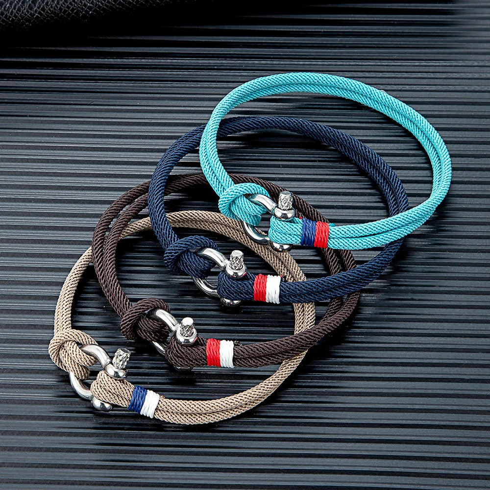 MKENDN Navy Blau Geflochtenes Armband – Edelstahl Hufeisenverschluss