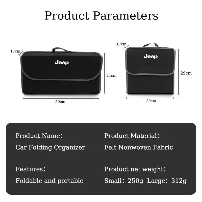 Faltbarer Kofferraum-Organizer – Aufbewahrungsbox für Jeep Grand Cherokee, Compass, Patriot, Renegade, Liberty