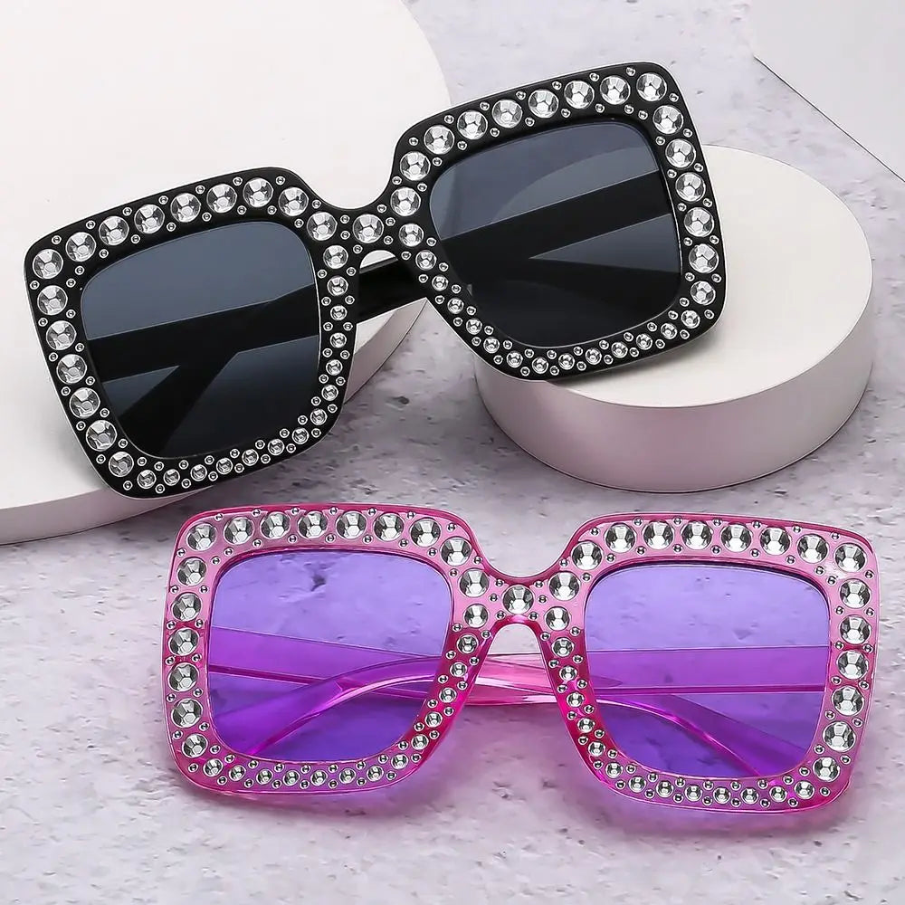 Luxus Kinder-Sonnenbrille für Jungen & Mädchen, glänzende Strasssteine, quadratische UV400 Brille