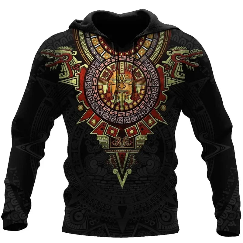 3D-gedruckter Azteken-Hoodie für Herren mit mexikanischem Totem-Muster