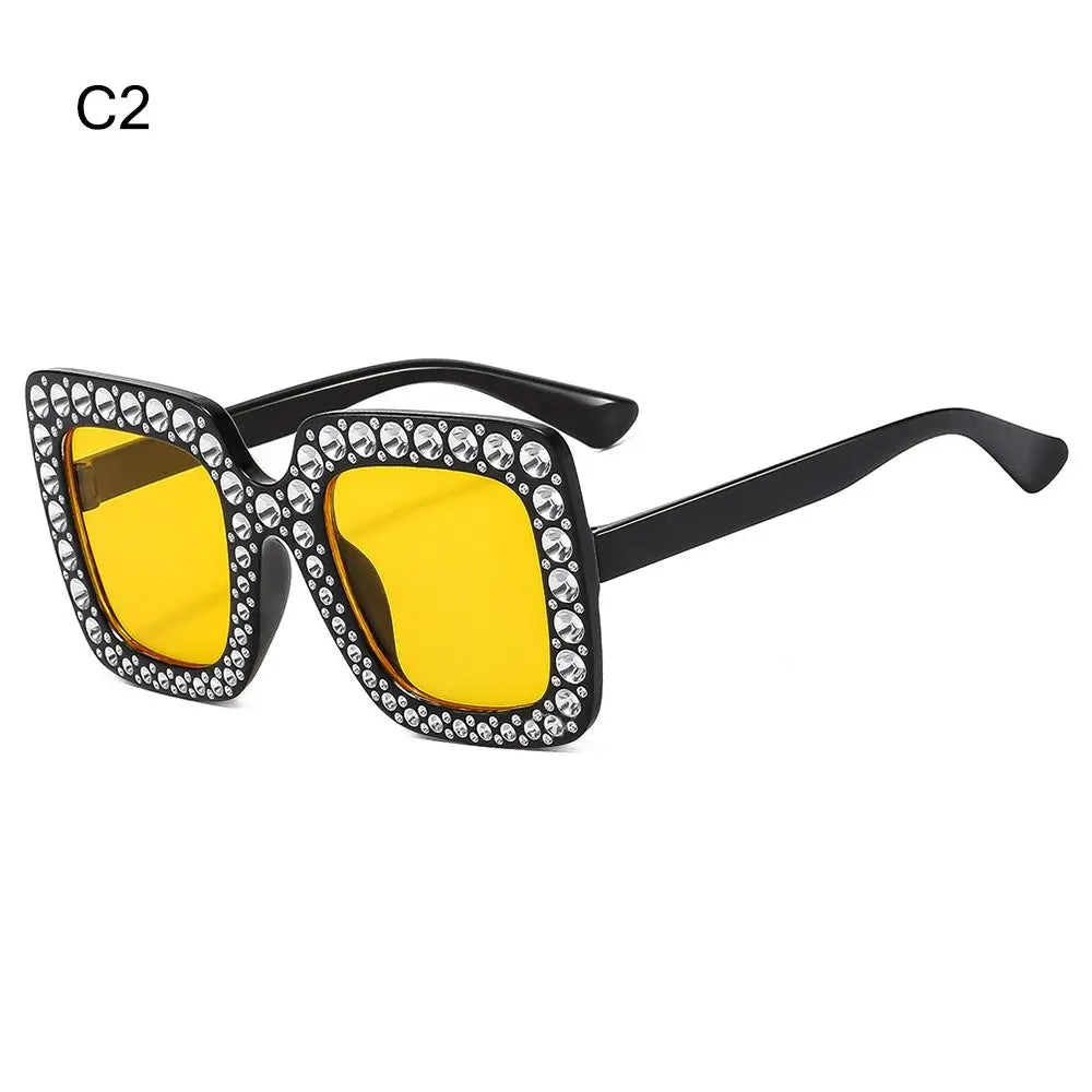 Luxus Kinder-Sonnenbrille für Jungen & Mädchen, glänzende Strasssteine, quadratische UV400 Brille