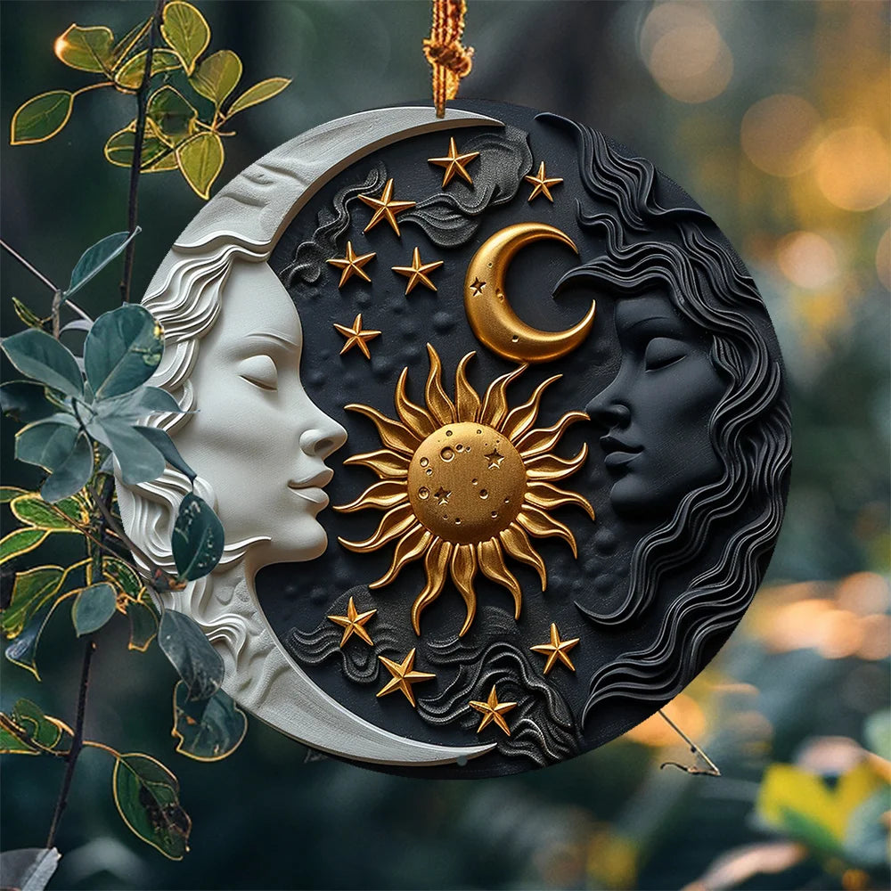Sonnen- und Mond-Aluminiumschild 8x8" – Einzigartige Küchen- & Sommerdeko