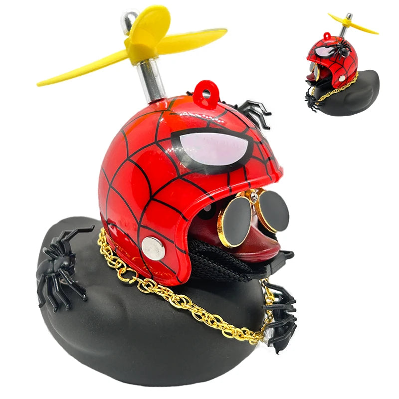 Halloween Duck Car Pendant – Yellow Duck with Helmet, Broken Wind, Bike Accessory.
