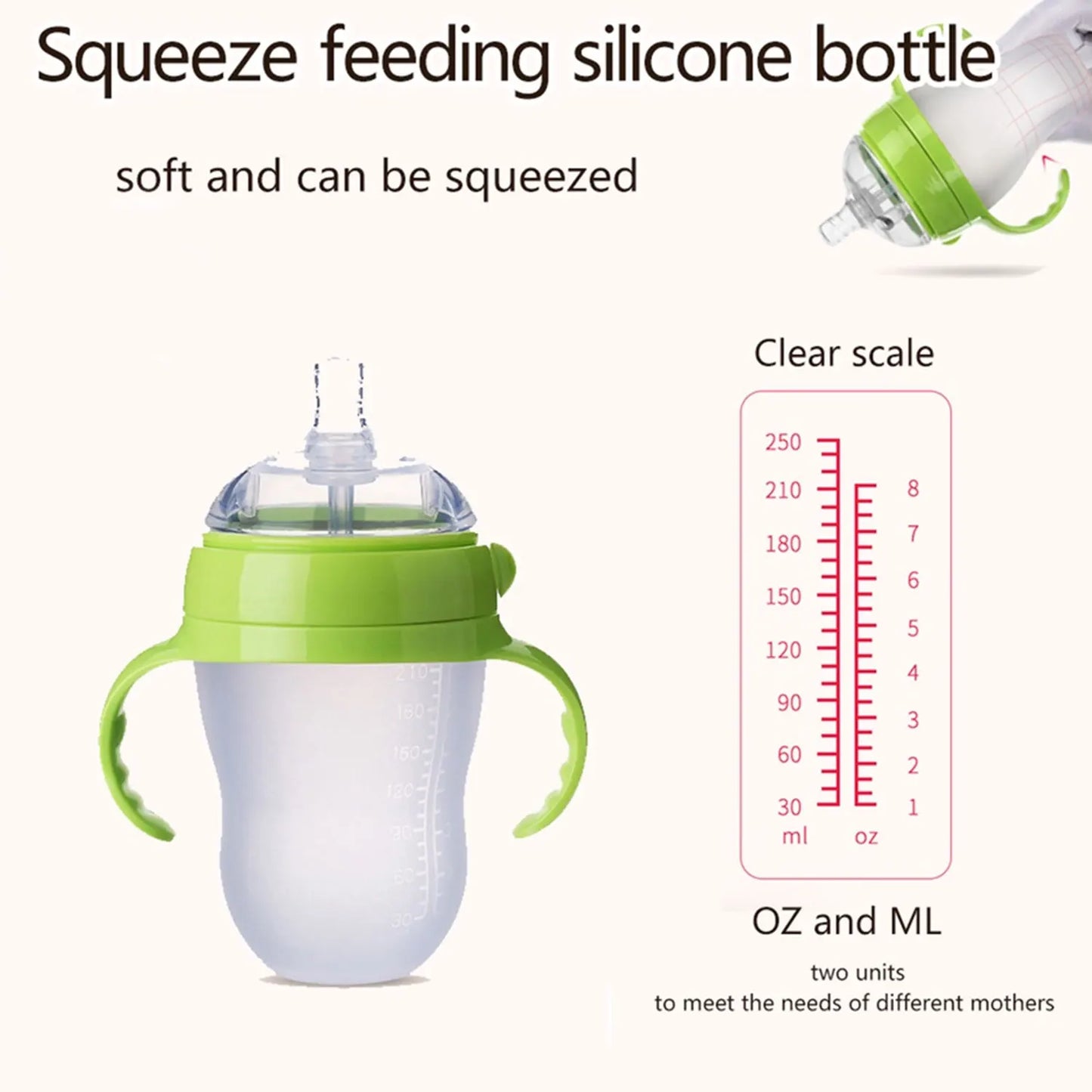 150ml/240ml Nano-Silikon-Babyflasche – Brustähnlich, Weich, Farboptionen