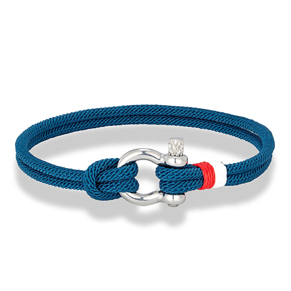 MKENDN Navy Blau Geflochtenes Armband – Edelstahl Hufeisenverschluss