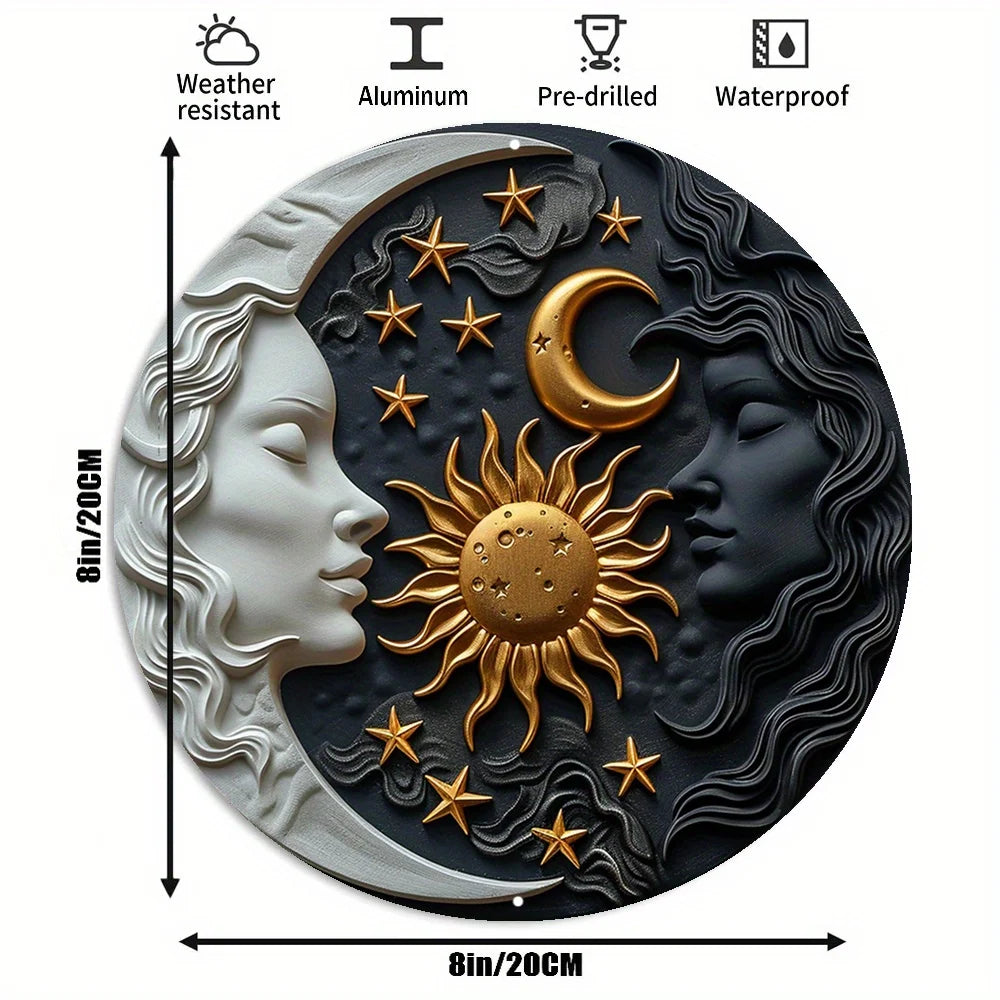 Sonnen- und Mond-Aluminiumschild 8x8" – Einzigartige Küchen- & Sommerdeko