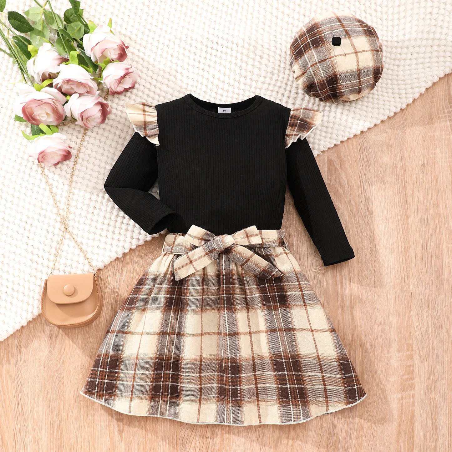 Babymädchen Flutter-Top & Karorock: Herbst-Party-Outfit