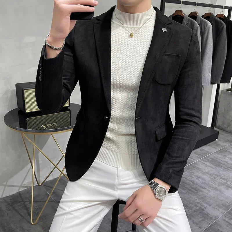 Modischer Herren Samt Blazer Herbst Winter Plus Size 2025