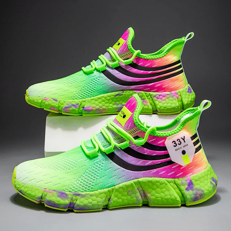 Neue Herrenmode Laufsneaker – Atmungsaktive, Leichte, Rutschfeste Tennisschuhe in Leuchtend Grün