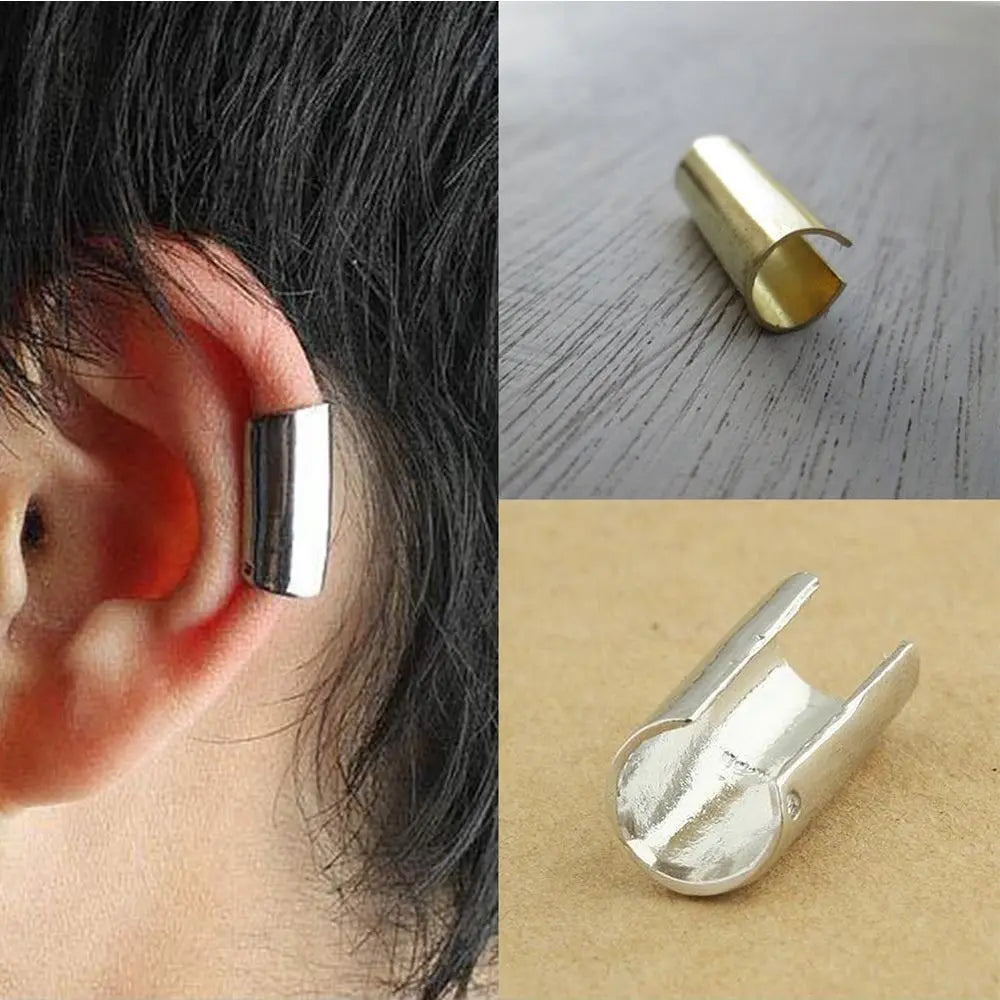 1Stk Punk Rock Edelstahl Hoop Cuff Ohrring – Unisex Runde Clip für Herren & Damen