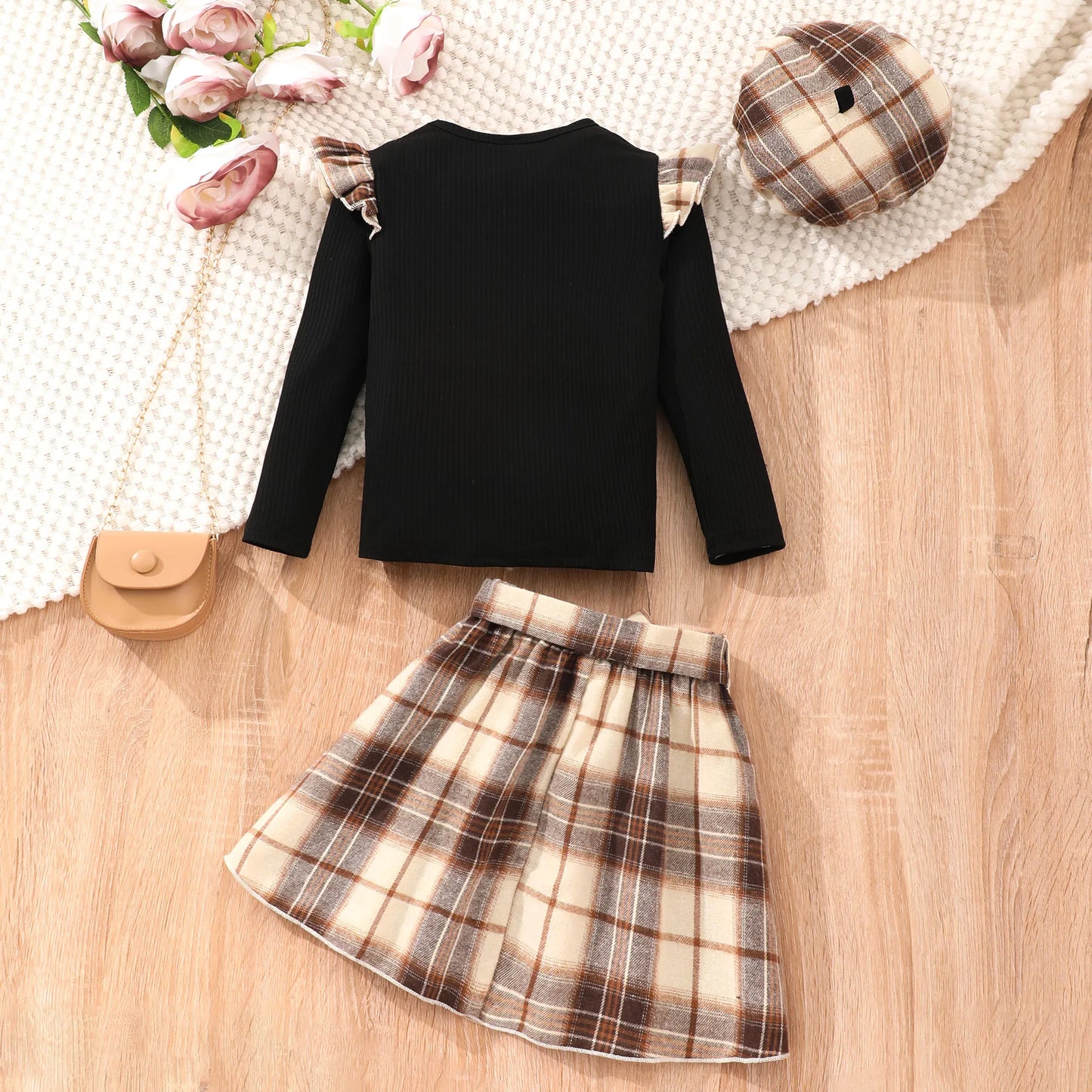 Babymädchen Flutter-Top & Karorock: Herbst-Party-Outfit