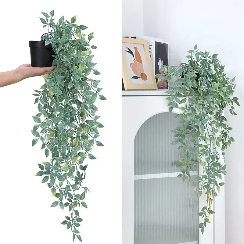Künstlicher Monstera-Baum mit hängenden Bohnenkapseln – Topfgrün für Innen- und Außendekoration
