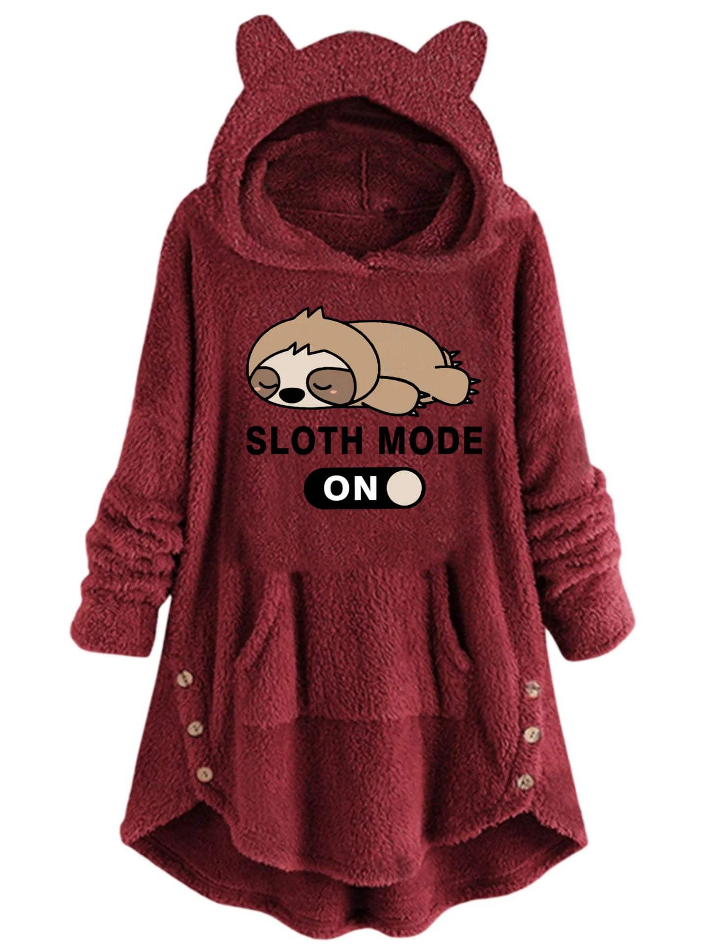 Damen Pullover Herbst Winter Katzenohren Hoodie Plüsch Print
