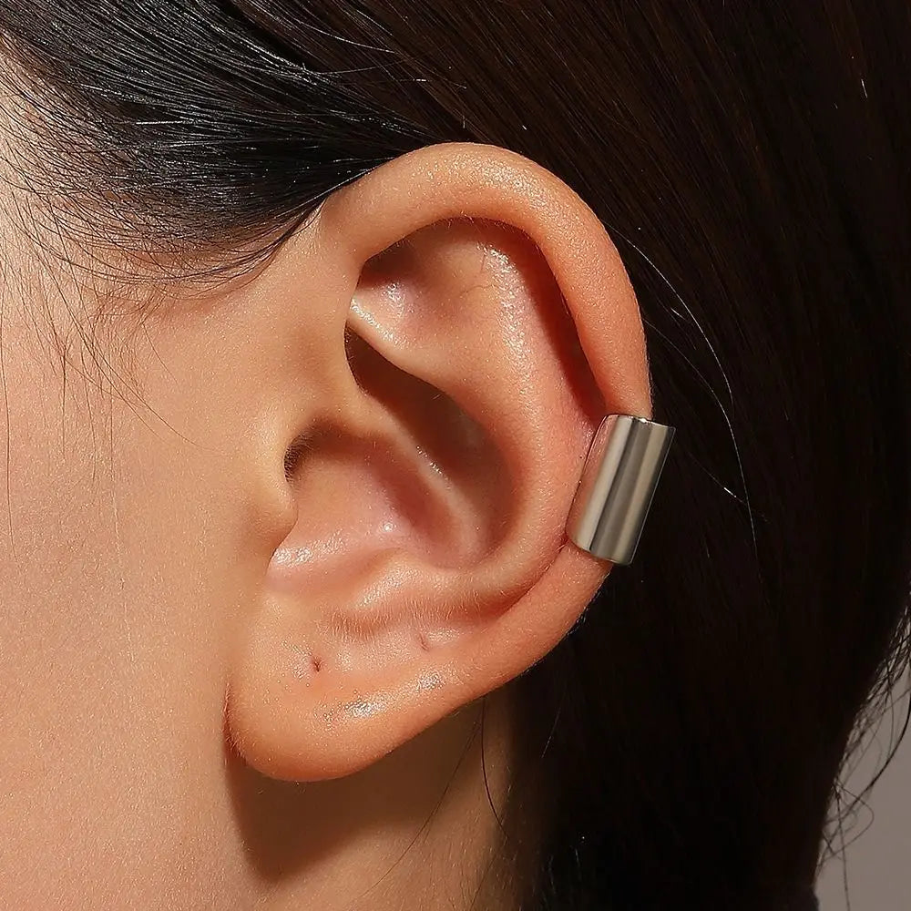 1Stk Punk Rock Edelstahl Hoop Cuff Ohrring – Unisex Runde Clip für Herren & Damen