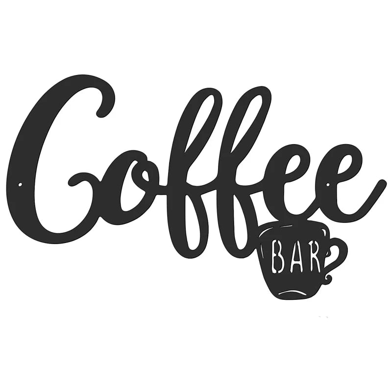 Metall-Kaffeetassen-Schild – Schwarze Hängedeko für Café & Küche