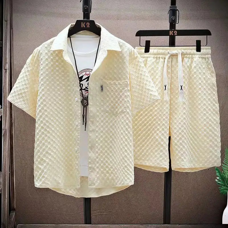 Sommer Herren Set – Oversize Karo Hemd & Shorts
