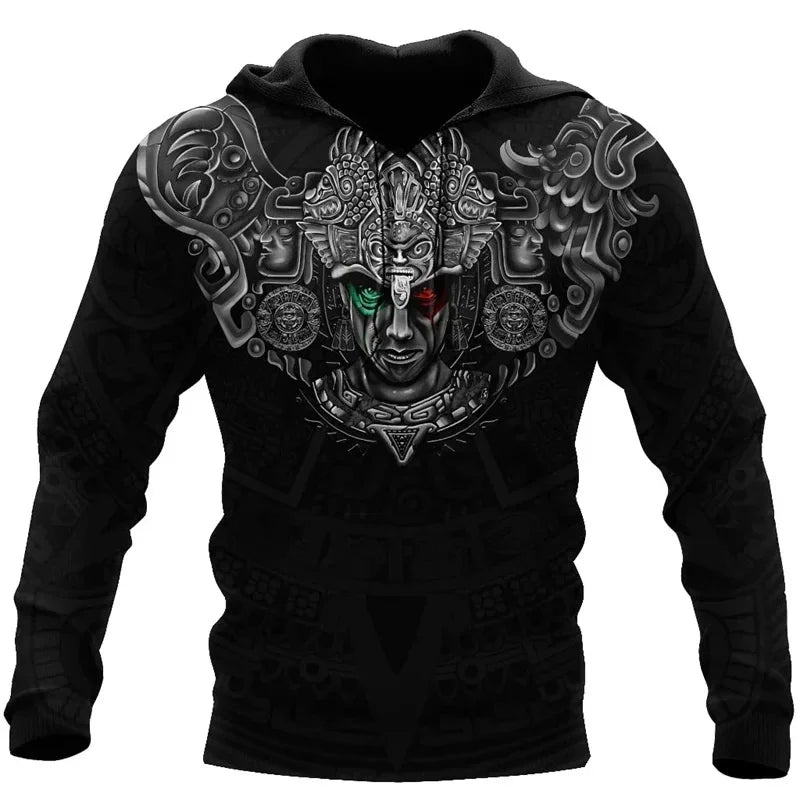 3D-gedruckter Azteken-Hoodie für Herren mit mexikanischem Totem-Muster