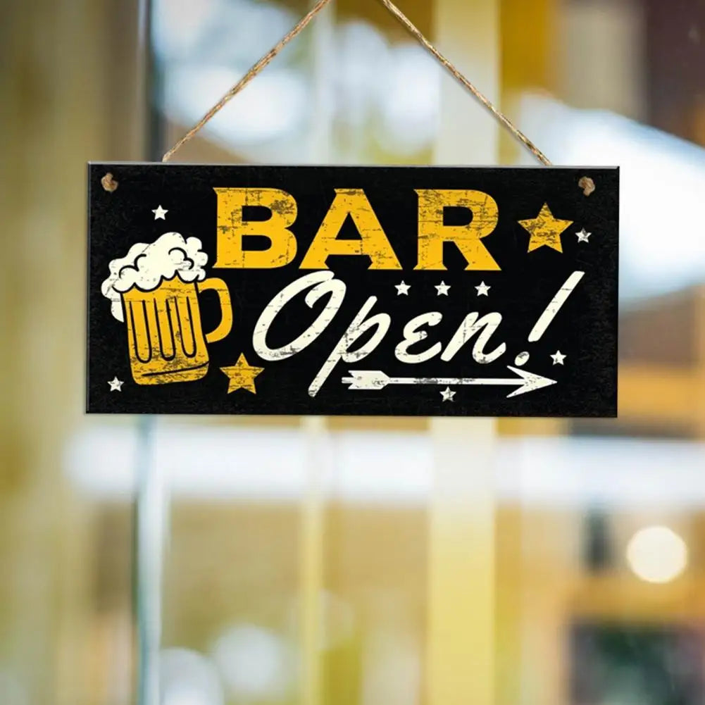 Holzschild Bar-Schild mit Bier-Motiv und Aufhängeseil