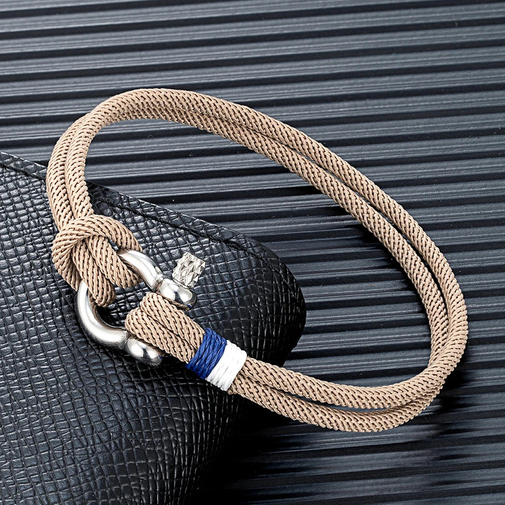 MKENDN Navy Blau Geflochtenes Armband – Edelstahl Hufeisenverschluss