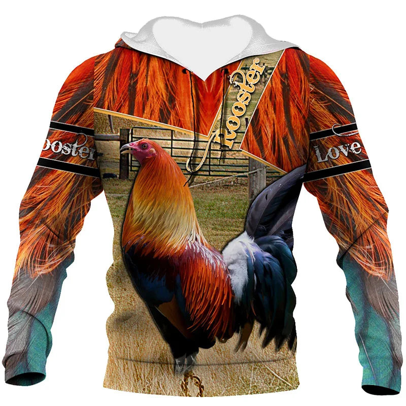Mexikanische Flagge Huhn 3D Hoodie Unisex Streetwear