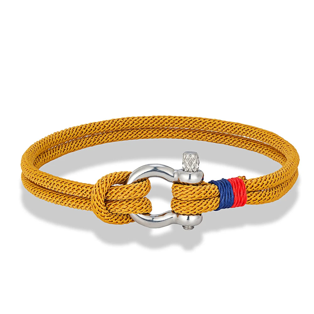 MKENDN Navy Blau Geflochtenes Armband – Edelstahl Hufeisenverschluss