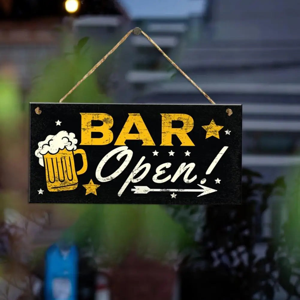 Holzschild Bar-Schild mit Bier-Motiv und Aufhängeseil
