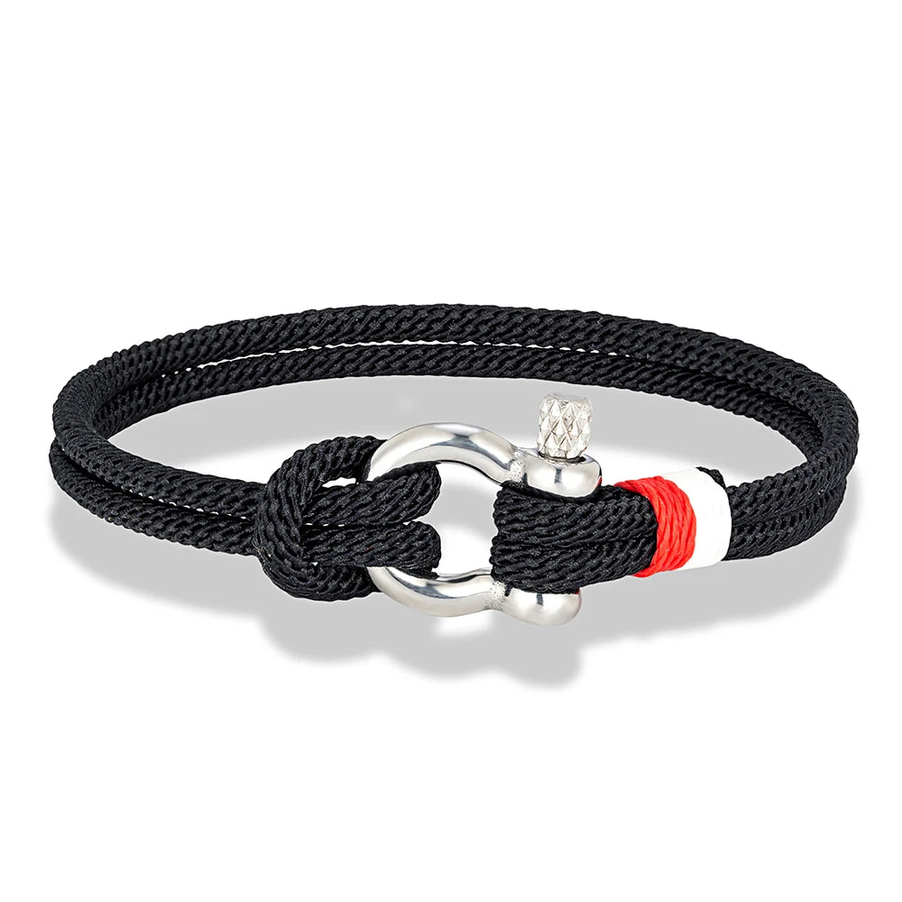 MKENDN Navy Blau Geflochtenes Armband – Edelstahl Hufeisenverschluss