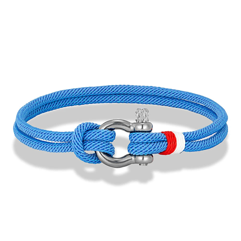 MKENDN Navy Blau Geflochtenes Armband – Edelstahl Hufeisenverschluss
