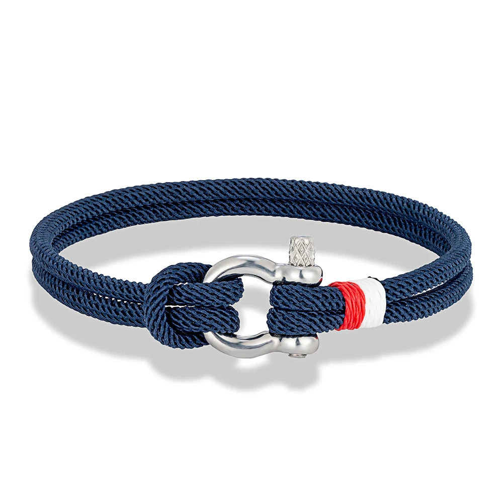 MKENDN Navy Blau Geflochtenes Armband – Edelstahl Hufeisenverschluss