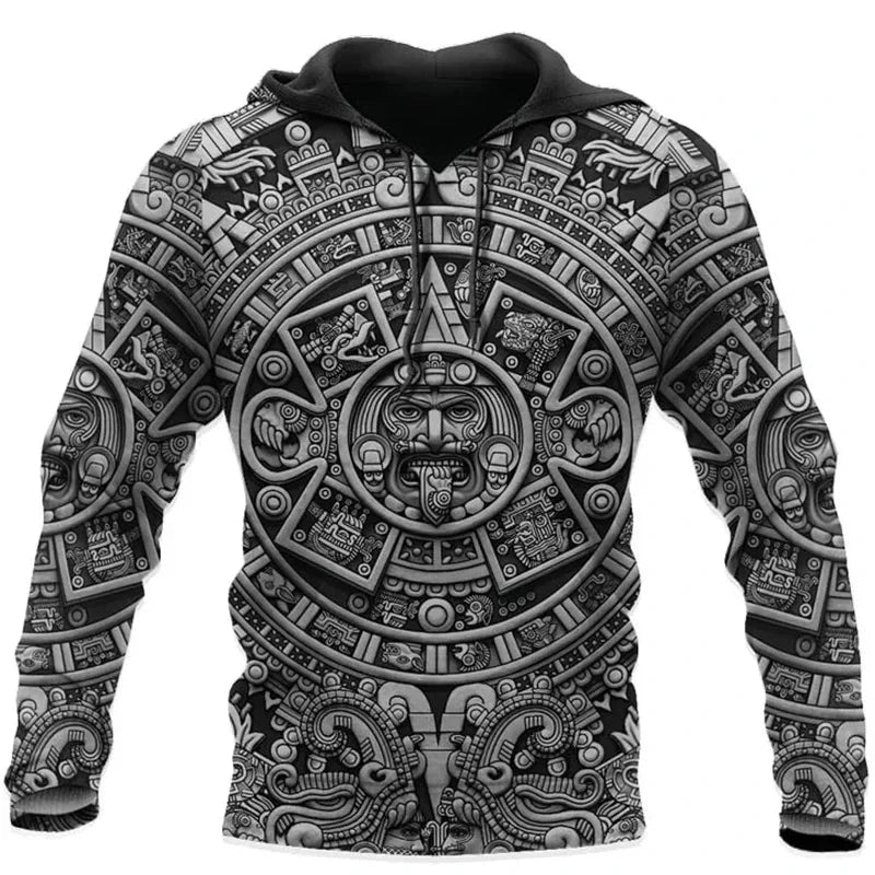 3D-gedruckter Azteken-Hoodie für Herren mit mexikanischem Totem-Muster