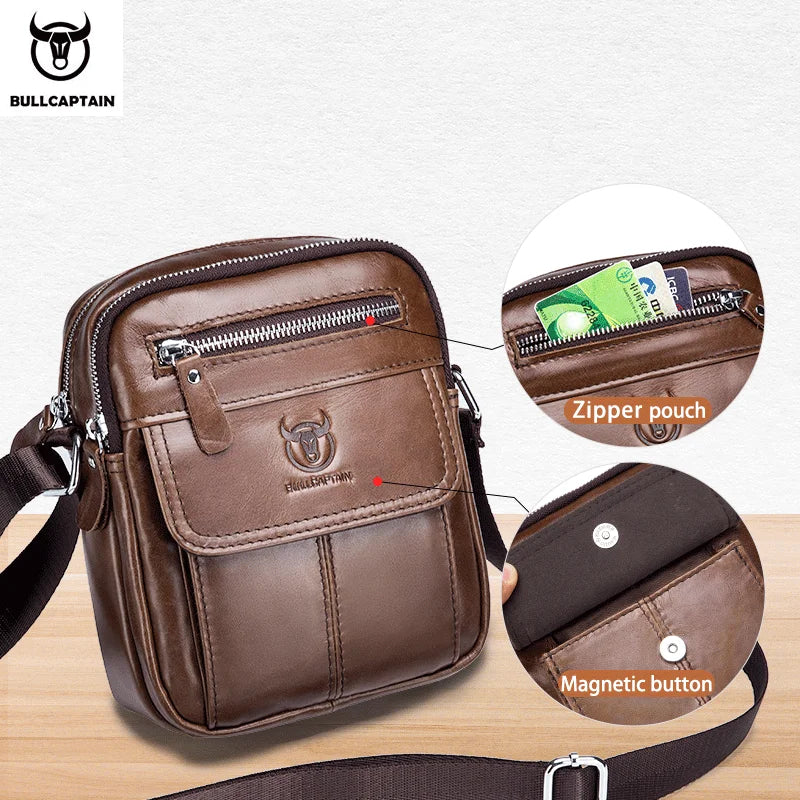 Bullcaptain Lederschultertasche - Schlanker Business-Messenger