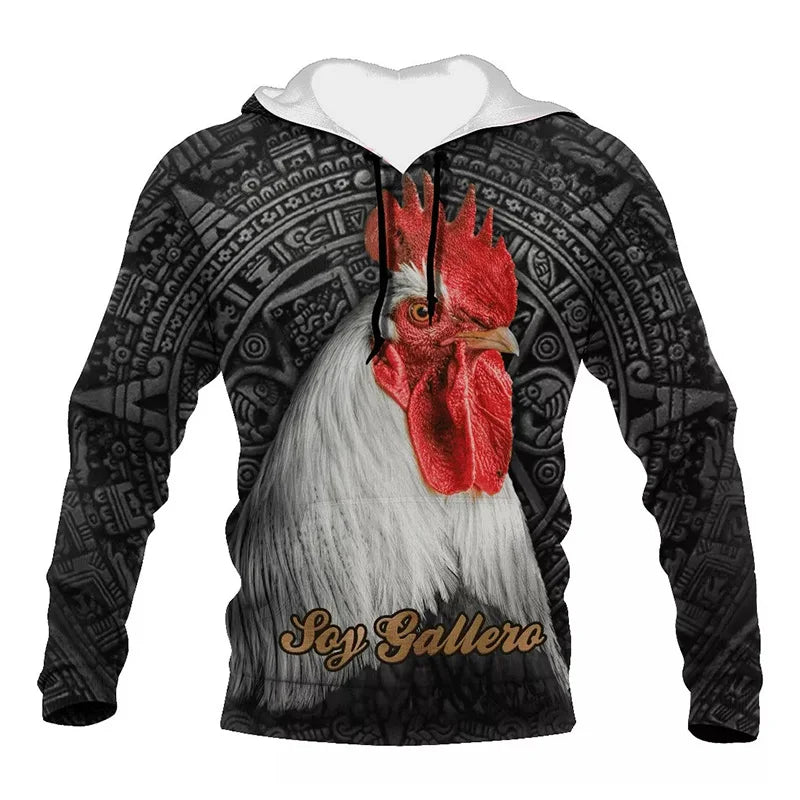 Mexikanische Flagge Huhn 3D Hoodie Unisex Streetwear