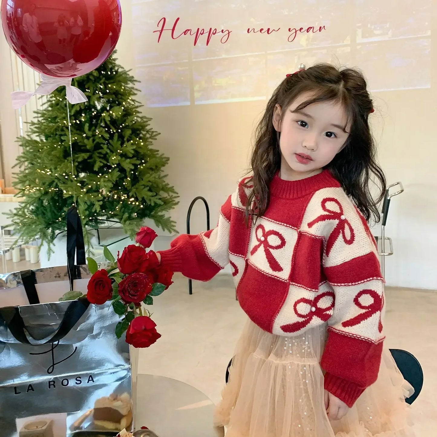 Roter Strickpullover: Dicke, Lockere Passform mit Schleife für Herbst/Winter