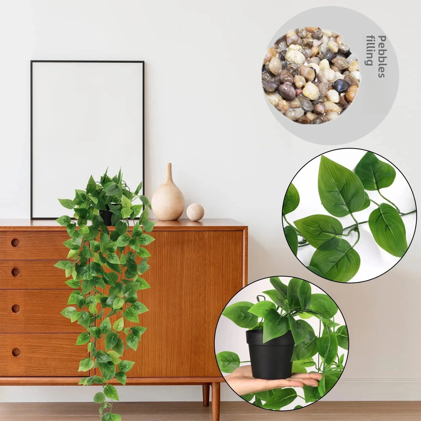 Künstlicher Monstera-Baum mit hängenden Bohnenkapseln – Topfgrün für Innen- und Außendekoration